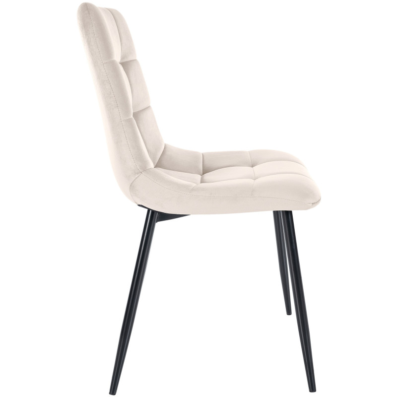 Chaise moderne en Velours Blanc crème Métal Noir Galia - 3