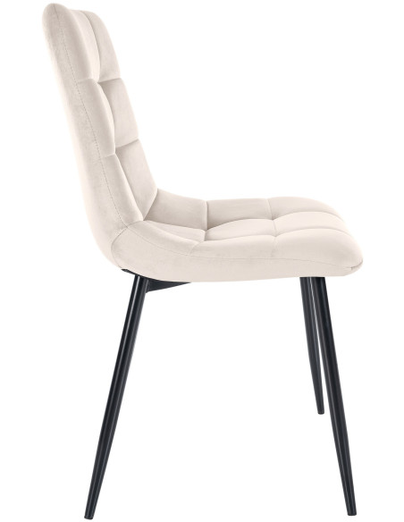 Chaise moderne en Velours Blanc crème Métal Noir Galia - 3