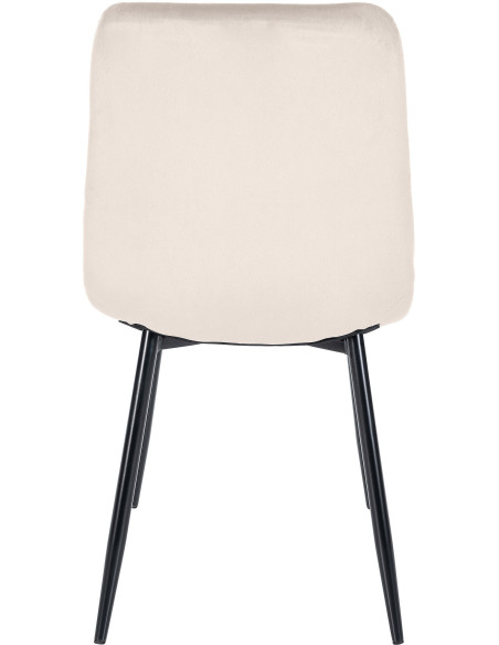 Chaise moderne en Velours Blanc crème Métal Noir Galia - 4