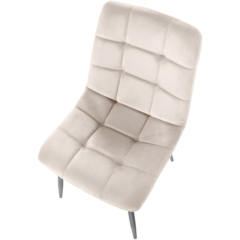 Chaise moderne en Velours Blanc crème Métal Noir Galia - 5