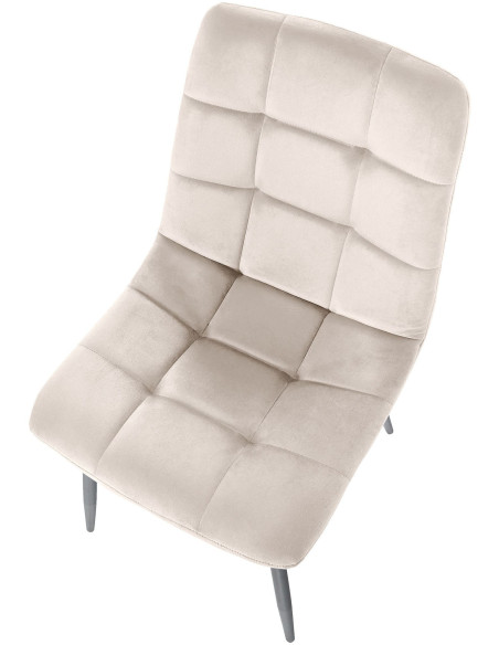 Chaise moderne en Velours Blanc crème Métal Noir Galia - 5