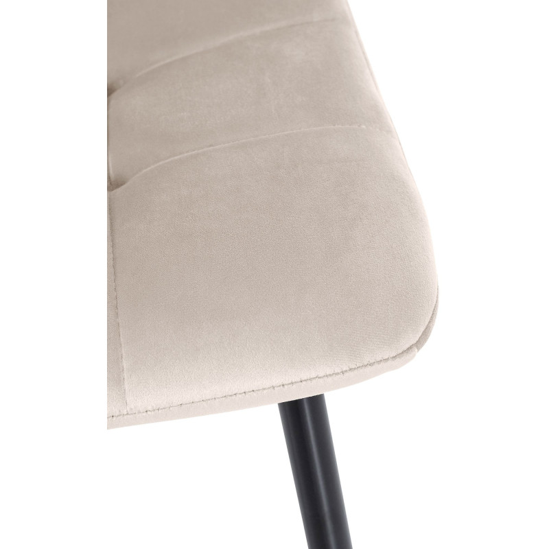 Chaise moderne en Velours Blanc crème Métal Noir Galia - 7