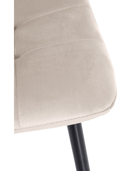 Chaise moderne en Velours Blanc crème Métal Noir Galia - 7