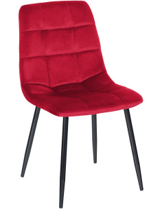 Chaise moderne en Velours Rouge Métal Noir Galia - 1
