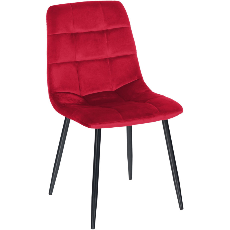 Chaise moderne en Velours Rouge Métal Noir Galia - 1