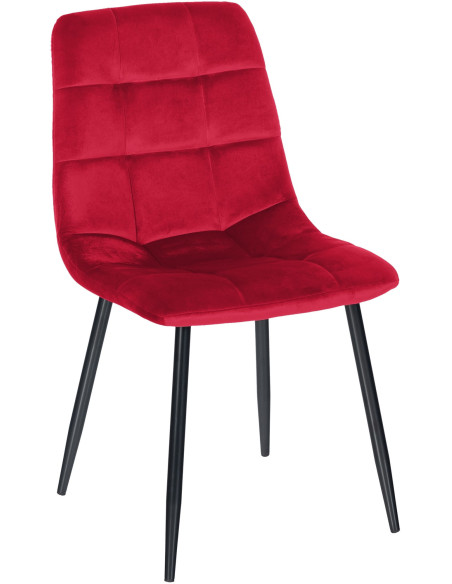 Chaise moderne en Velours Rouge Métal Noir Galia - 1