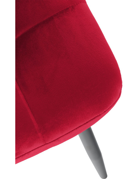 Chaise moderne en Velours Rouge Métal Noir Galia - 3