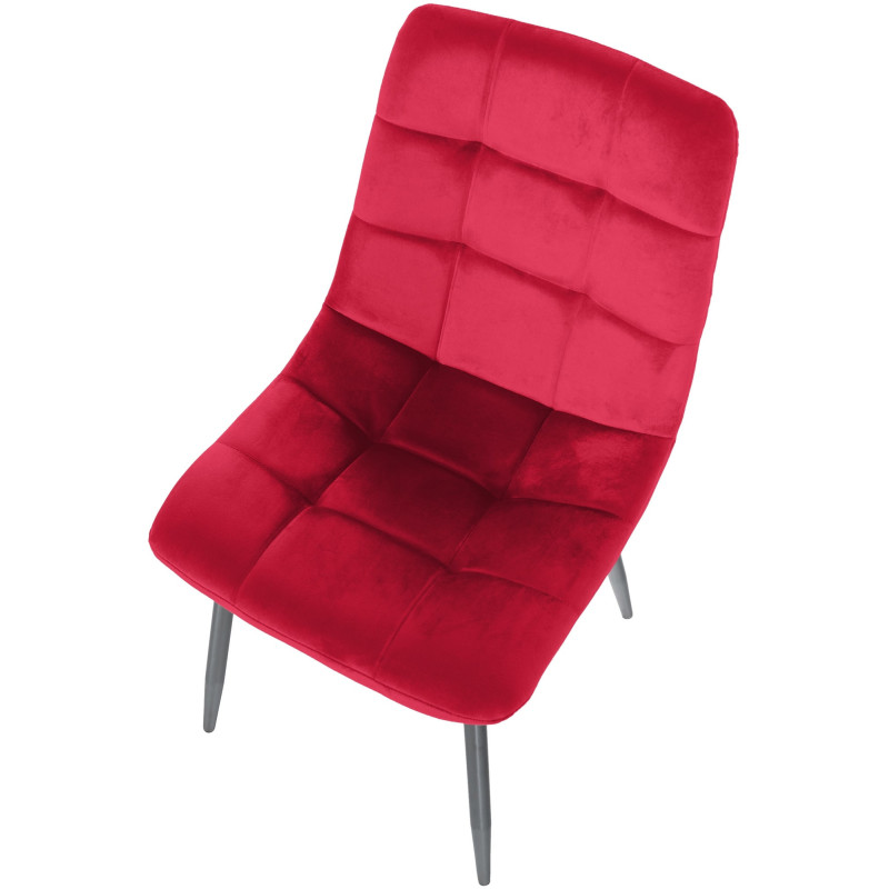 Chaise moderne en Velours Rouge Métal Noir Galia - 5