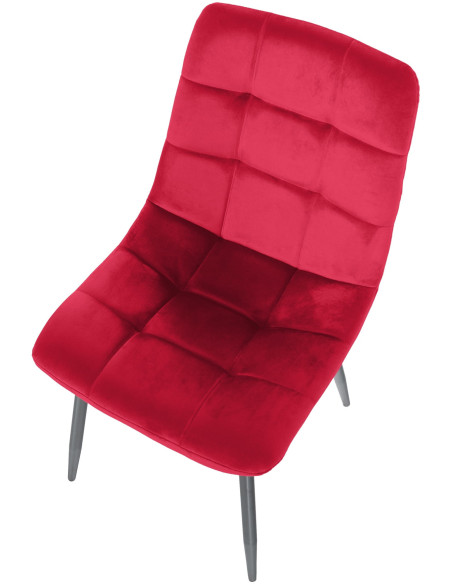 Chaise moderne en Velours Rouge Métal Noir Galia - 5