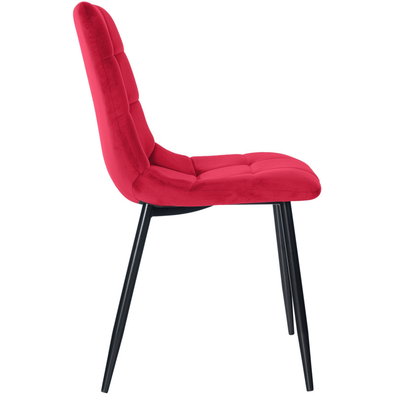 Chaise moderne en Velours Rouge Métal Noir Galia - 6