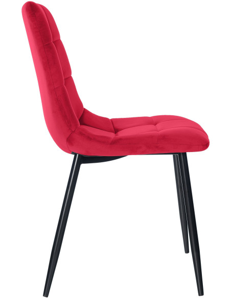 Chaise moderne en Velours Rouge Métal Noir Galia - 6