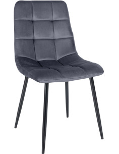 Chaise moderne en Velours Gris foncé Métal Noir Galia - 1