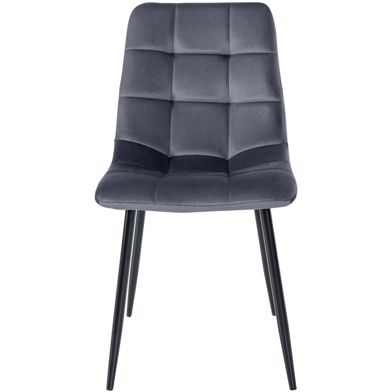 Chaise moderne en Velours Gris foncé Métal Noir Galia - 2