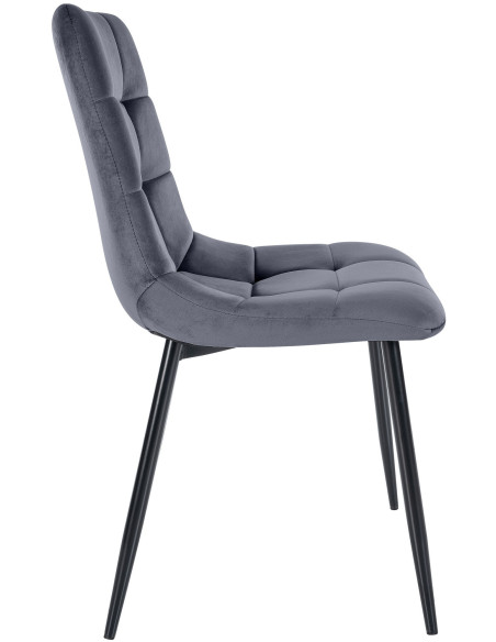 Chaise moderne en Velours Gris foncé Métal Noir Galia - 3