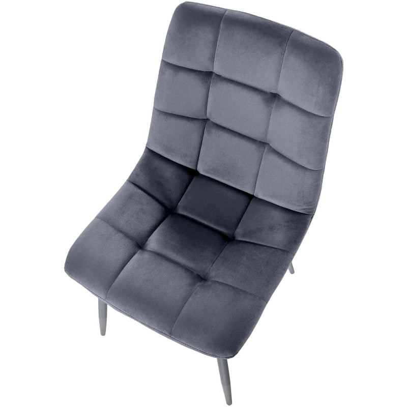Chaise moderne en Velours Gris foncé Métal Noir Galia - 5