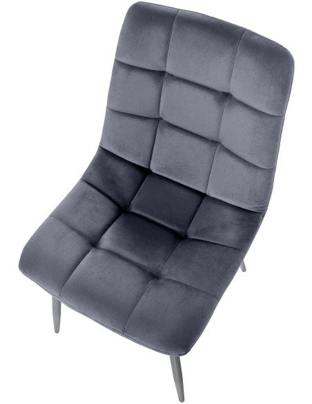Chaise moderne en Velours Gris foncé Métal Noir Galia - 5