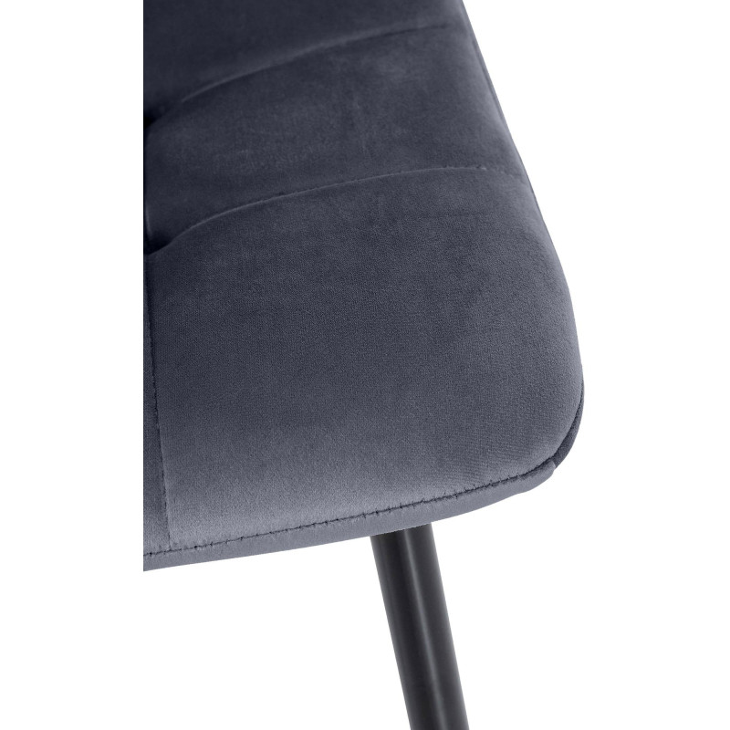 Chaise moderne en Velours Gris foncé Métal Noir Galia - 7