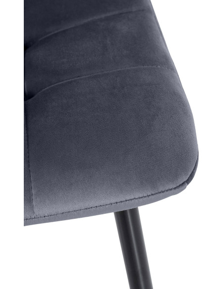 Chaise moderne en Velours Gris foncé Métal Noir Galia - 7