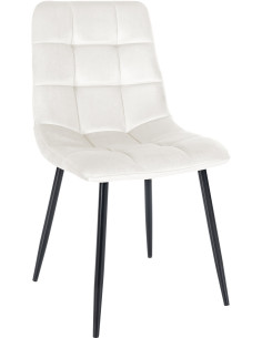 Chaise moderne en Velours Blanc Métal Noir Galia - 1