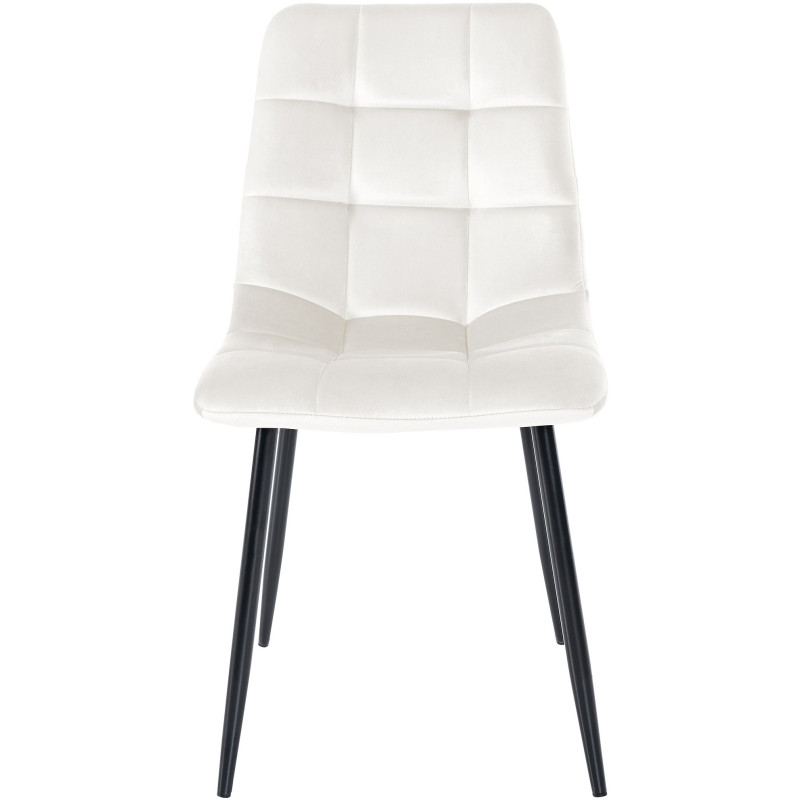 Chaise moderne en Velours Blanc Métal Noir Galia - 2