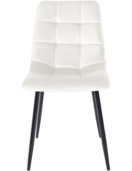 Chaise moderne en Velours Blanc Métal Noir Galia - 2