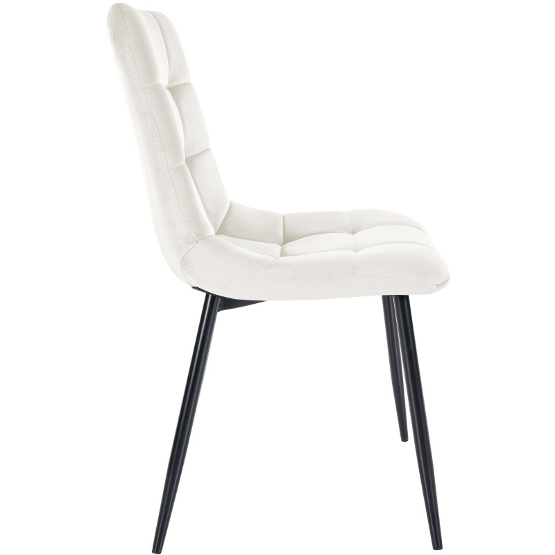 Chaise moderne en Velours Blanc Métal Noir Galia - 3