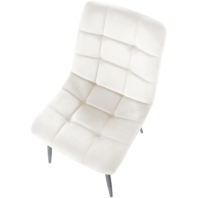 Chaise moderne en Velours Blanc Métal Noir Galia - 5