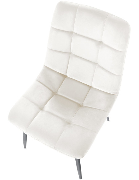 Chaise moderne en Velours Blanc Métal Noir Galia - 5