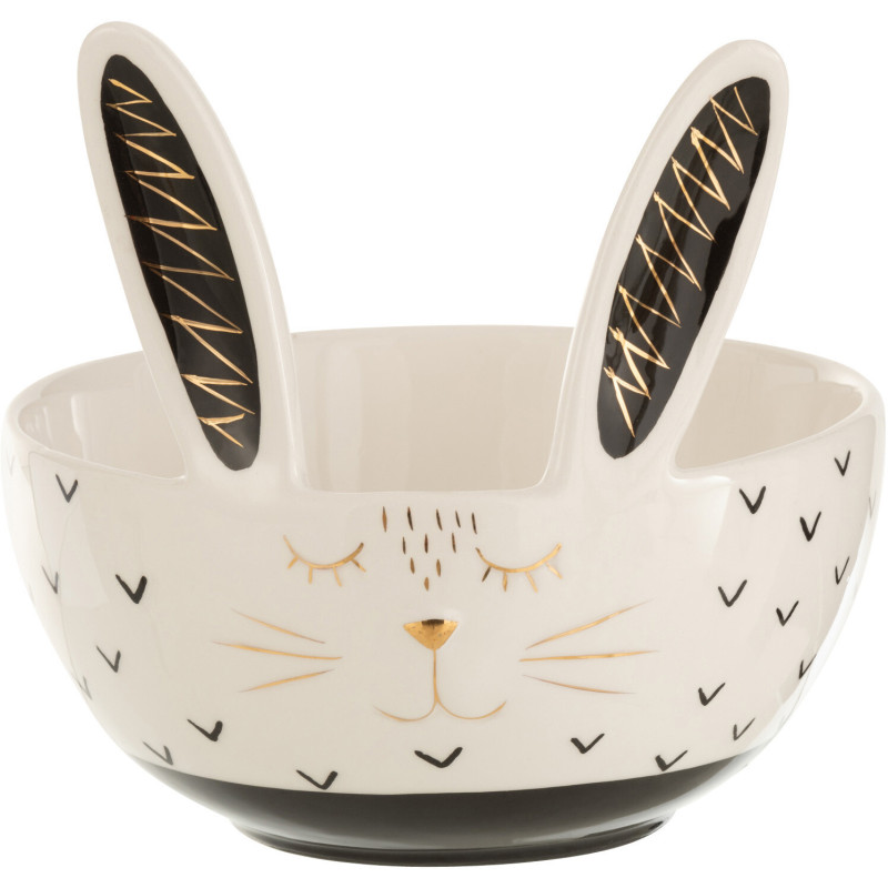 Bol de petit déjeuner Lapin Afyz en Céramique Noir Blanc Doré - 1