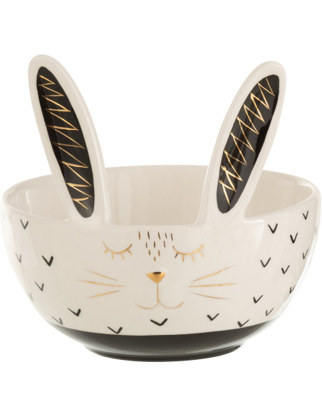 Bol de petit déjeuner Lapin Afyz en Céramique Noir Blanc Doré - 1