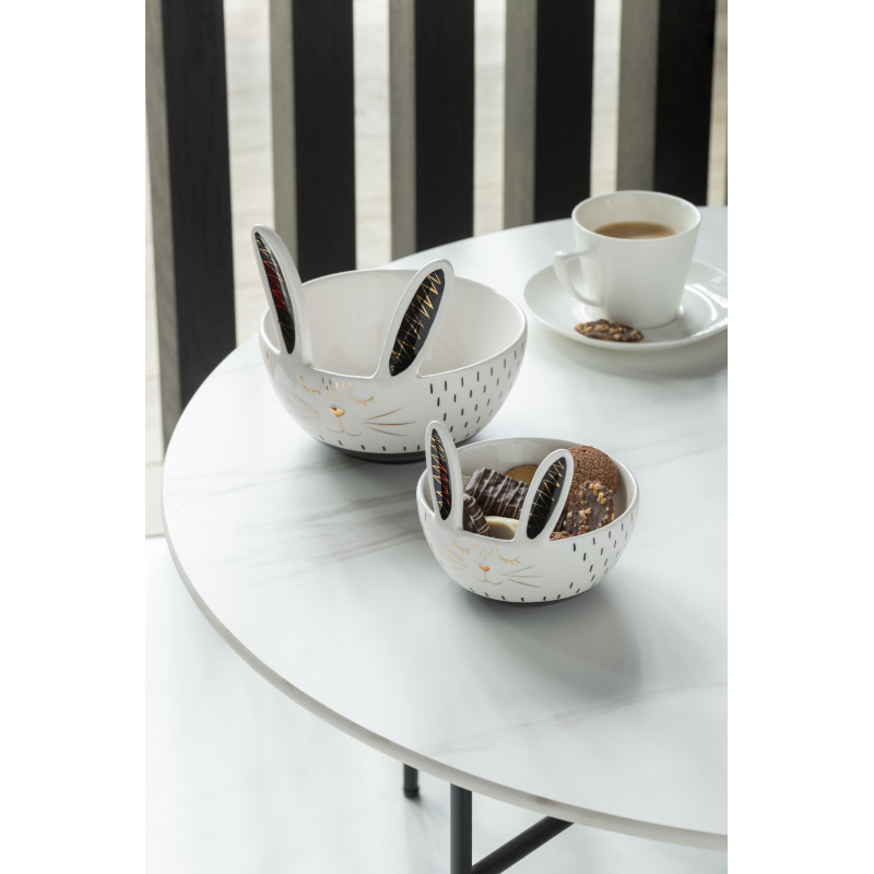 Bol de petit déjeuner Lapin Afyz en Céramique Noir Blanc Doré - 2