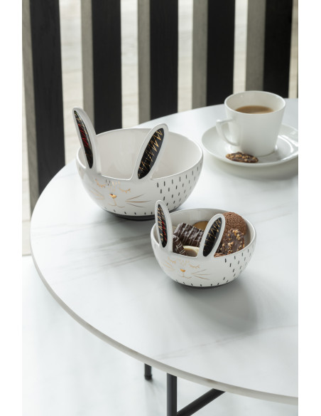 Bol de petit déjeuner Lapin Afyz en Céramique Noir Blanc Doré - 2