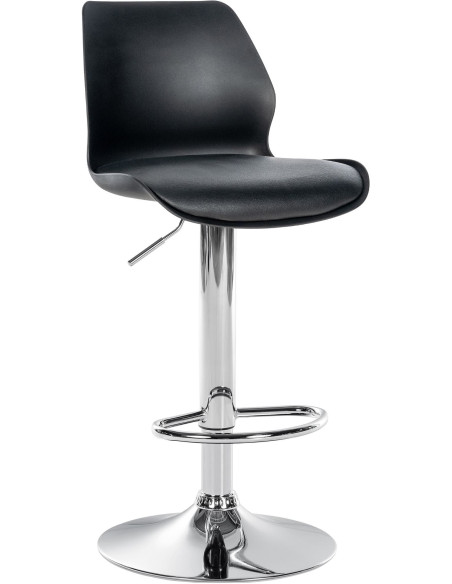 Tabouret de bar moderne en Polyuréthane Polypropylène Noir Métal Argenté Brillant Indiao - 1