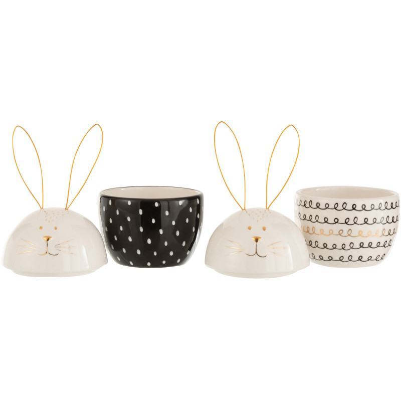 Pot avec couvercle Lapin Afyz en Céramique Noir Blanc Doré (Lot de 2) - 2