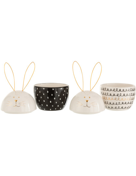 Pot avec couvercle Lapin Afyz en Céramique Noir Blanc Doré (Lot de 2) - 2