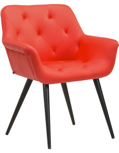 Fauteuil de table moderne en Polyuréthane Rouge Métal Noir Kakuro - 1