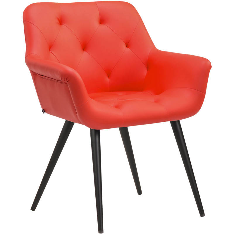 Fauteuil de table moderne en Polyuréthane Rouge Métal Noir Kakuro - 1