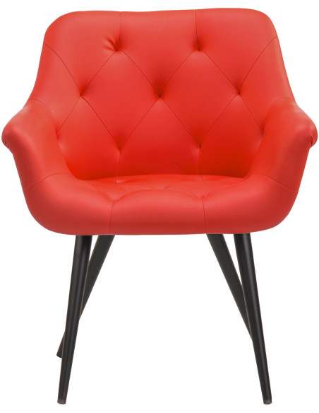 Fauteuil de table moderne en Polyuréthane Rouge Métal Noir Kakuro - 2