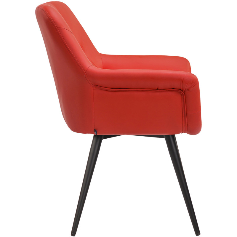 Fauteuil de table moderne en Polyuréthane Rouge Métal Noir Kakuro - 3