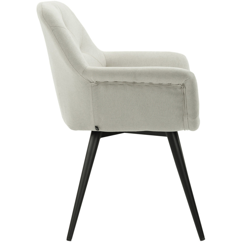 Fauteuil de table moderne en Tissu Beige Métal Noir Kakuro - 3