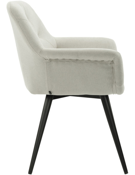 Fauteuil de table moderne en Tissu Beige Métal Noir Kakuro - 3