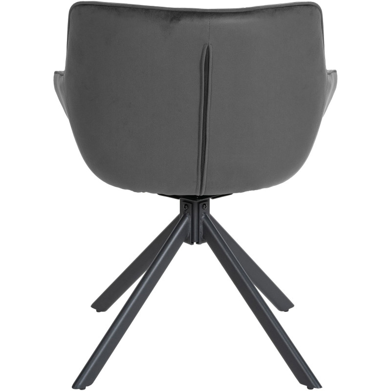 Fauteuil moderne pivotant en Velours Gris foncé Métal Noir Mat Larimo - 2