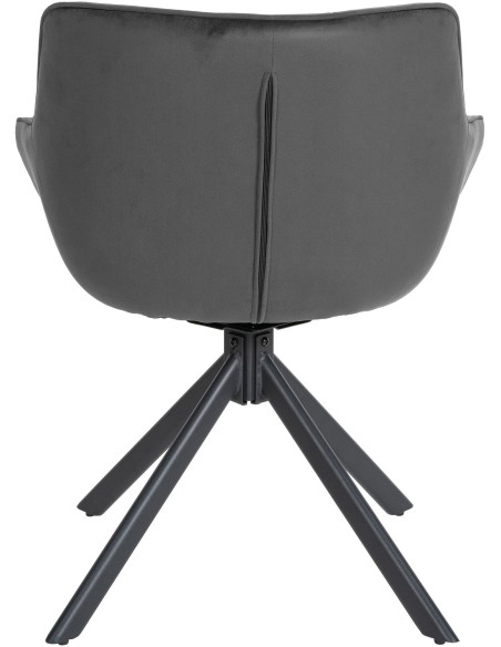 Fauteuil moderne pivotant en Velours Gris foncé Métal Noir Mat Larimo - 2