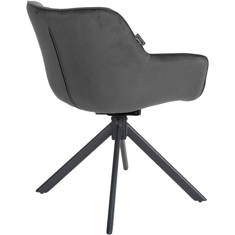 Fauteuil moderne pivotant en Velours Gris foncé Métal Noir Mat Larimo - 3