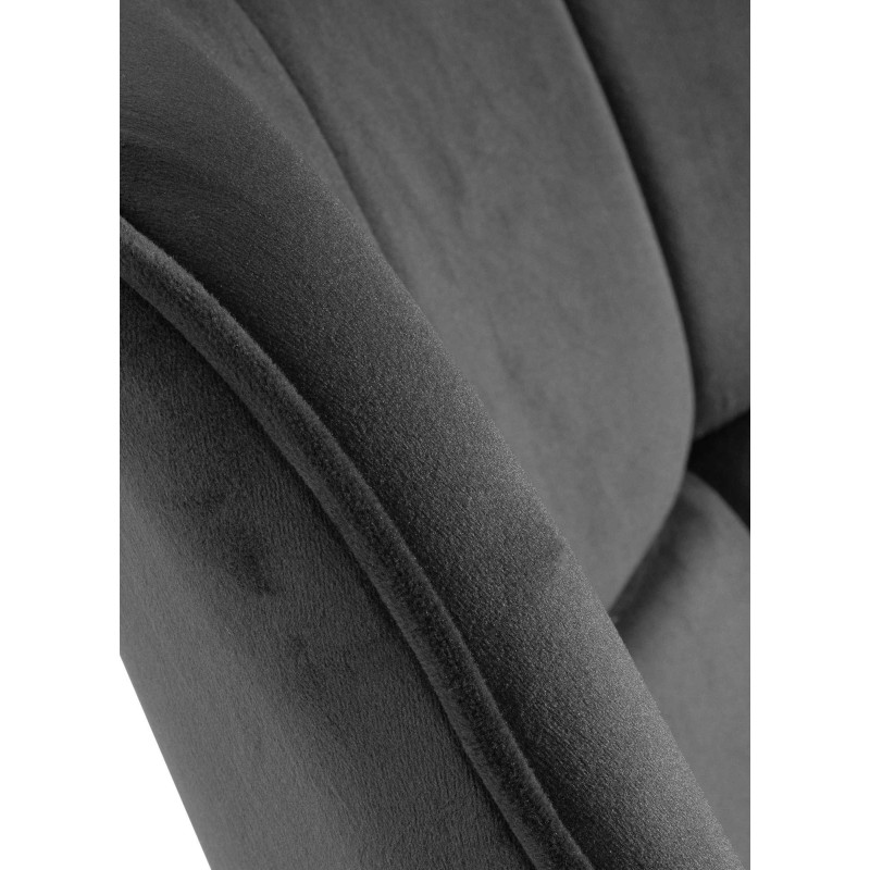 Fauteuil moderne pivotant en Velours Gris foncé Métal Noir Mat Larimo - 4