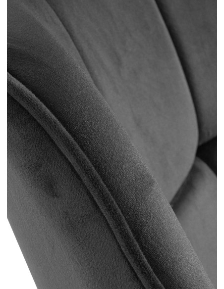 Fauteuil moderne pivotant en Velours Gris foncé Métal Noir Mat Larimo - 4