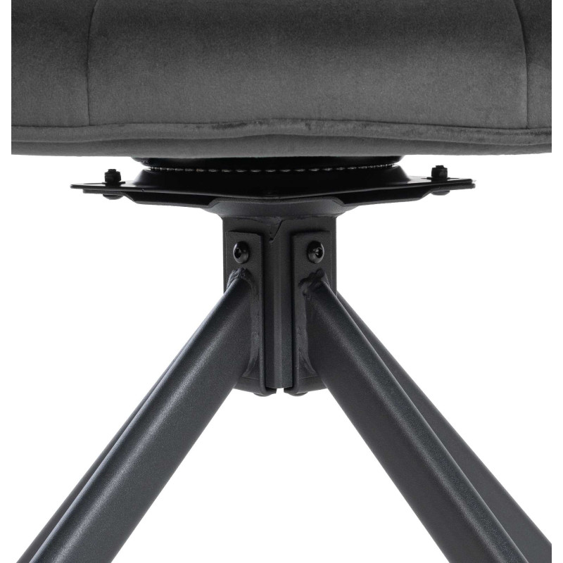 Fauteuil moderne pivotant en Velours Gris foncé Métal Noir Mat Larimo - 5