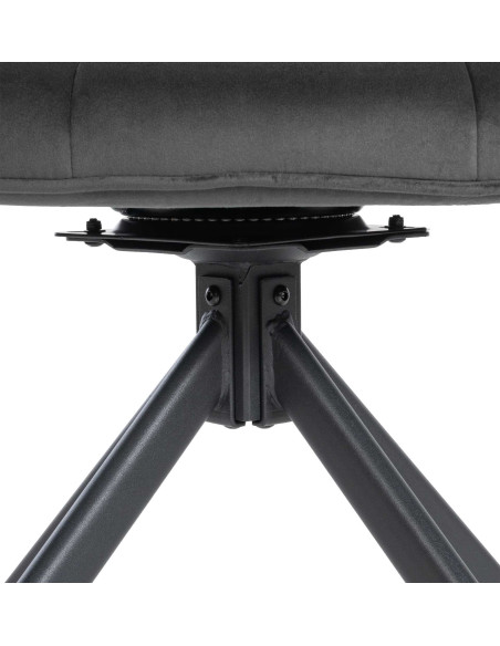 Fauteuil moderne pivotant en Velours Gris foncé Métal Noir Mat Larimo - 5