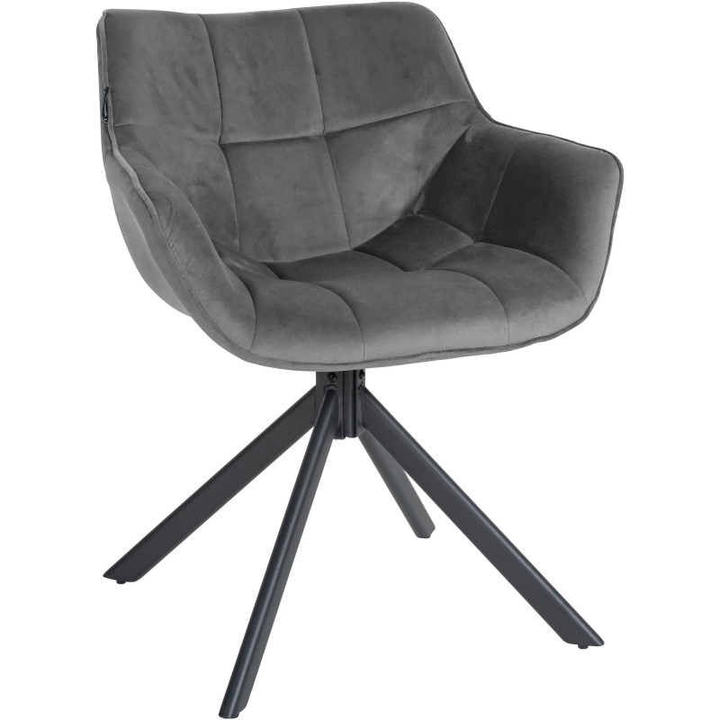 Fauteuil moderne pivotant en Velours Gris clair Métal Noir Mat Larimo - 1