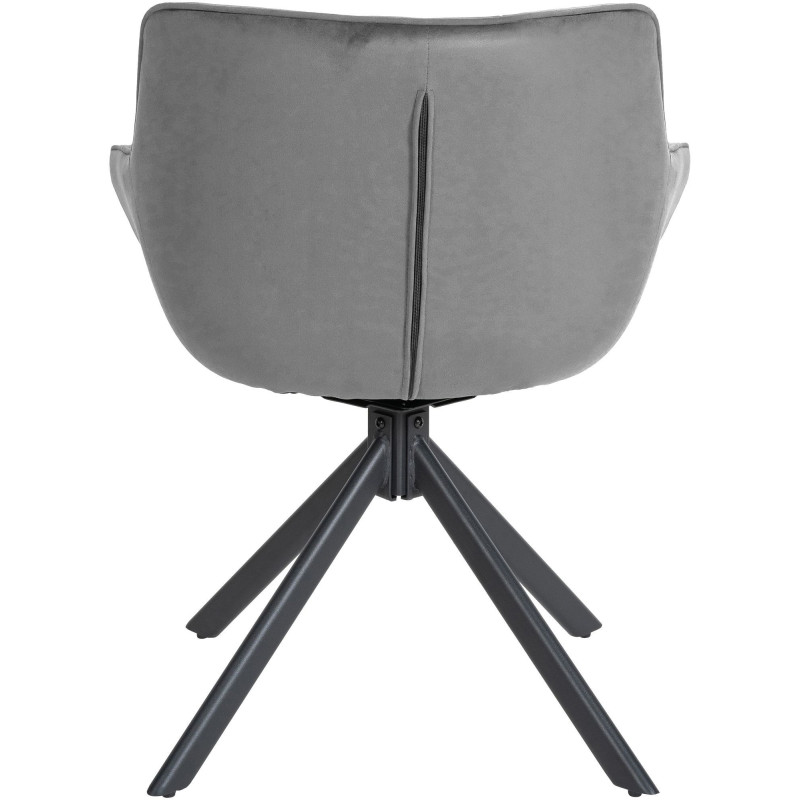 Fauteuil moderne pivotant en Velours Gris clair Métal Noir Mat Larimo - 2